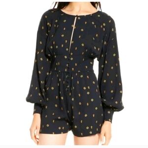 FREE PEOPLE Love Grows Front Button Print Romper